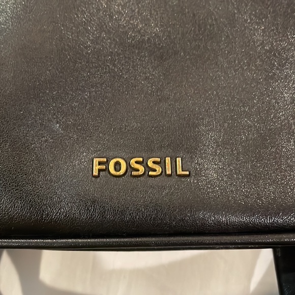 Fossil Memoir Anthology Crossbody Foldover Tote Black Leather Purse Shoulder Bag - Picture 3 of 16